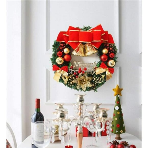 Small Christmas Wreath (11.8 Inch / 30 cm) for Front Door Wall Window Artificial - Picture 4 of 7